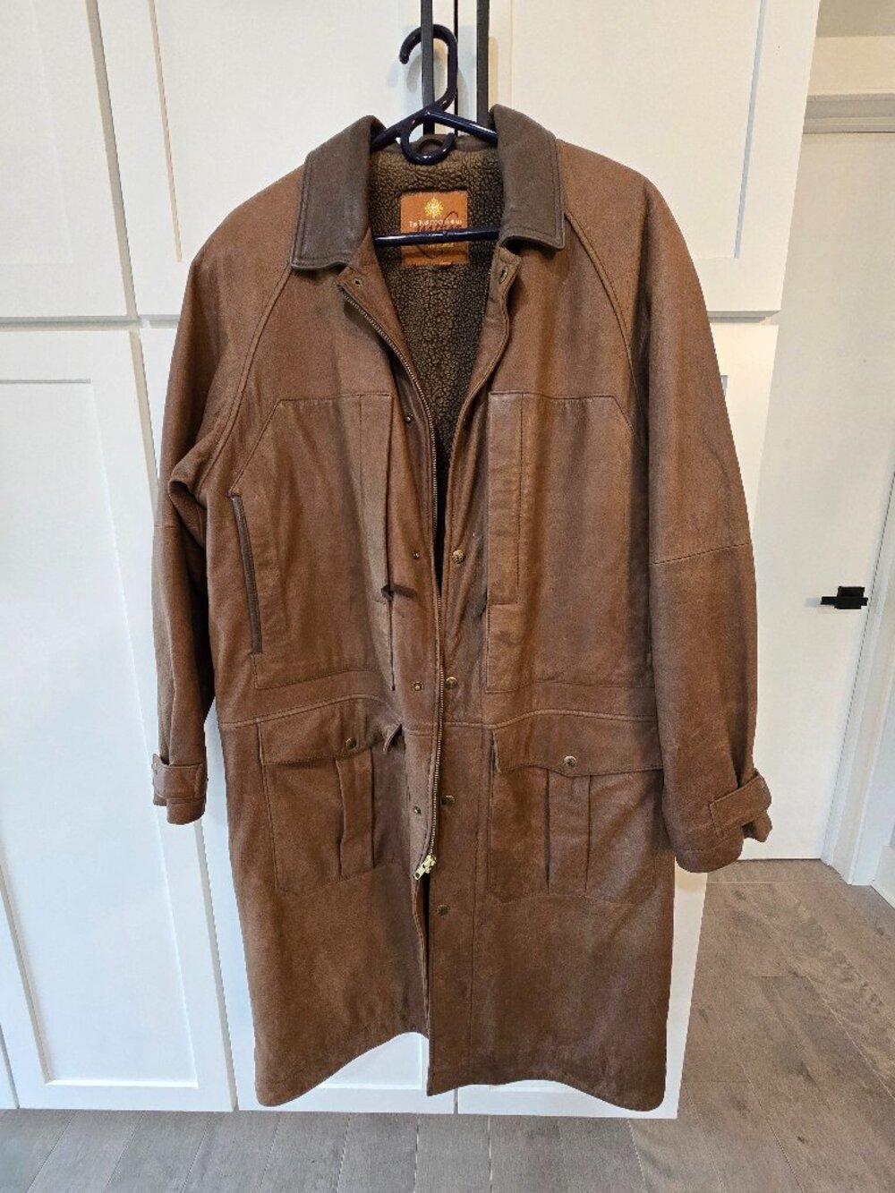 Leather Trench Overcoat Men Sz M The Territory Ahead Vintage 90s Lined